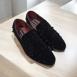 Divinity Loafers Men's Size 8 Black Jewel Studded Spiked